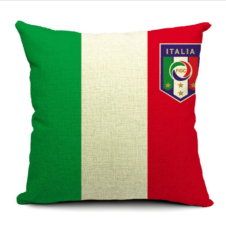 Italian Flag Cotton Pillow Cushions, Burlap Pillows, Flag Pillow