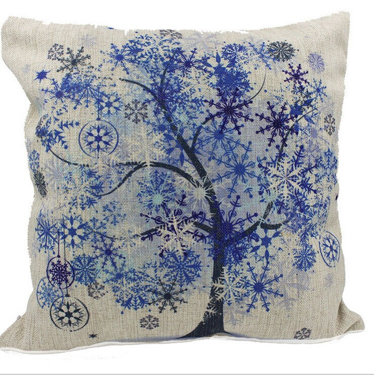 Ice Blue Cotton Pillow Cushions Tree Vigor, Decorative Throw Pillow Cover, Cushion Cover, Throw ...
